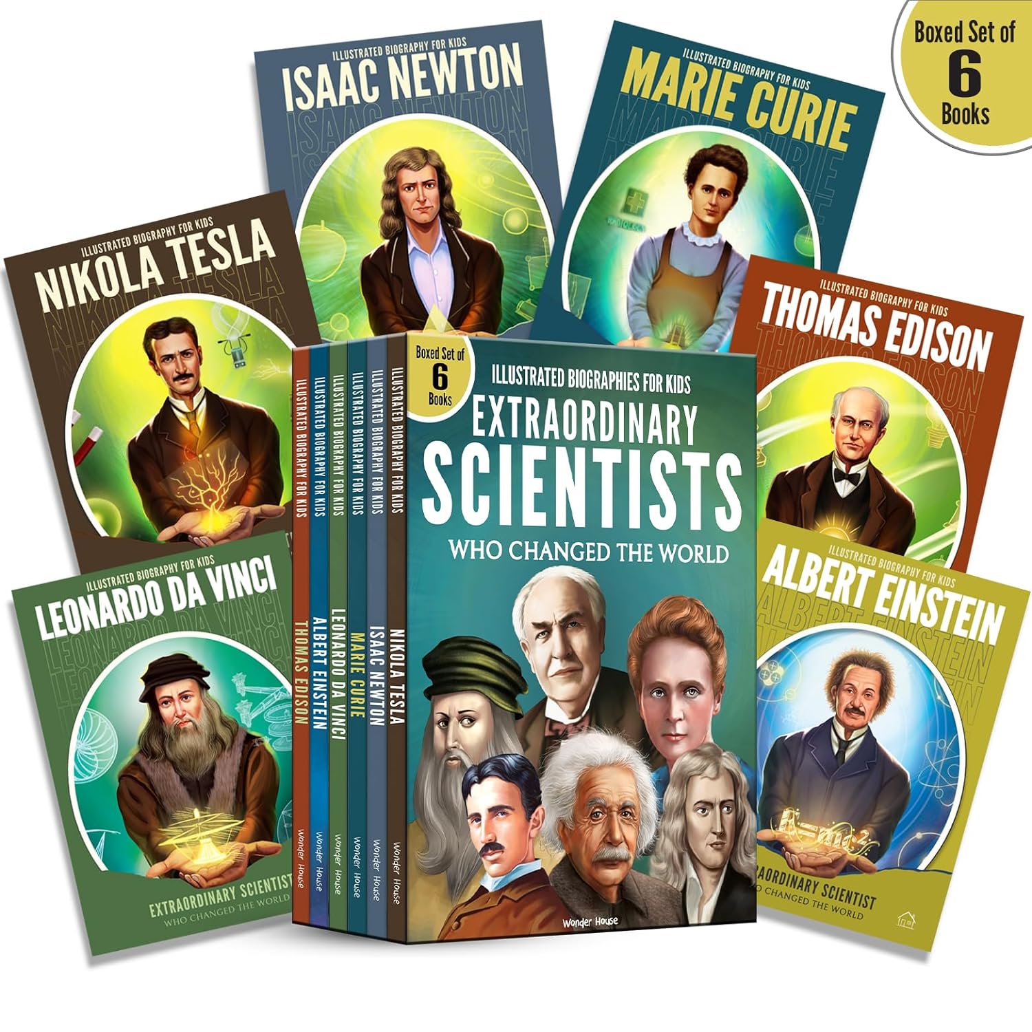 Illustrated Biography for Kids: Extraordinary Scientist who Changed the World [Box Set of 6 Books]