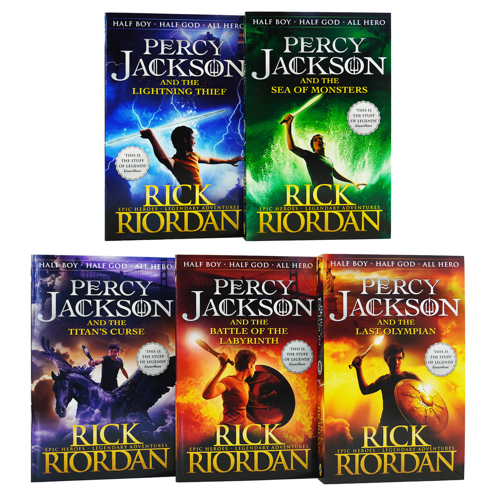Percy Jackson Collection 7 Books Set (Lightning Thief, Sea of Monsters,  Titan's Curse, Battle of the Labyrinth, Last Olympian, Greek Heroes, Greek
