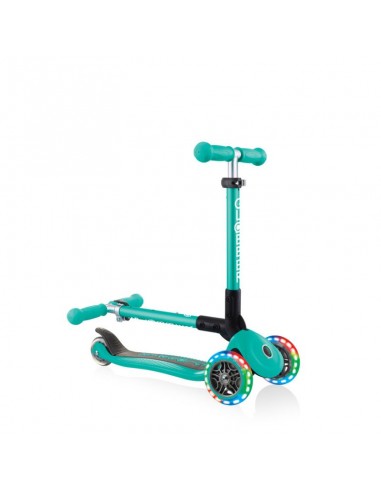 Globber - Junior Foldable Lights Scooter - Emerald Green