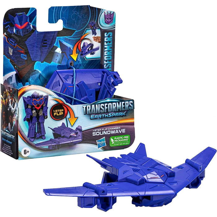Hasbro Transformers Toys Earthspark 1-Step Flip Changer Soundwave 4-Inch Action Figure, Robot For Ages 6 And Up F6229 / F6714