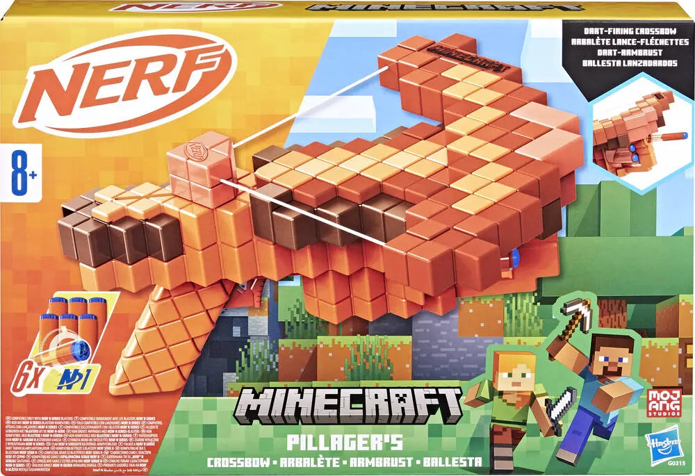 Hasbro Nerf Minecraft Pillager's Crossbow Dart Blaster