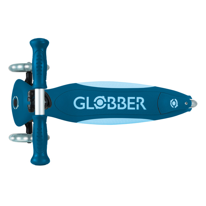 Globber - Primo Foldable Plus Lights - Navy Blue/Emerald Green