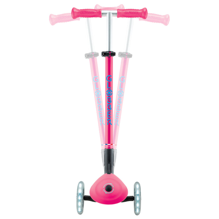 Globber - Primo Foldable Scooter Plus Lights - Fuchsia/Sky Blue