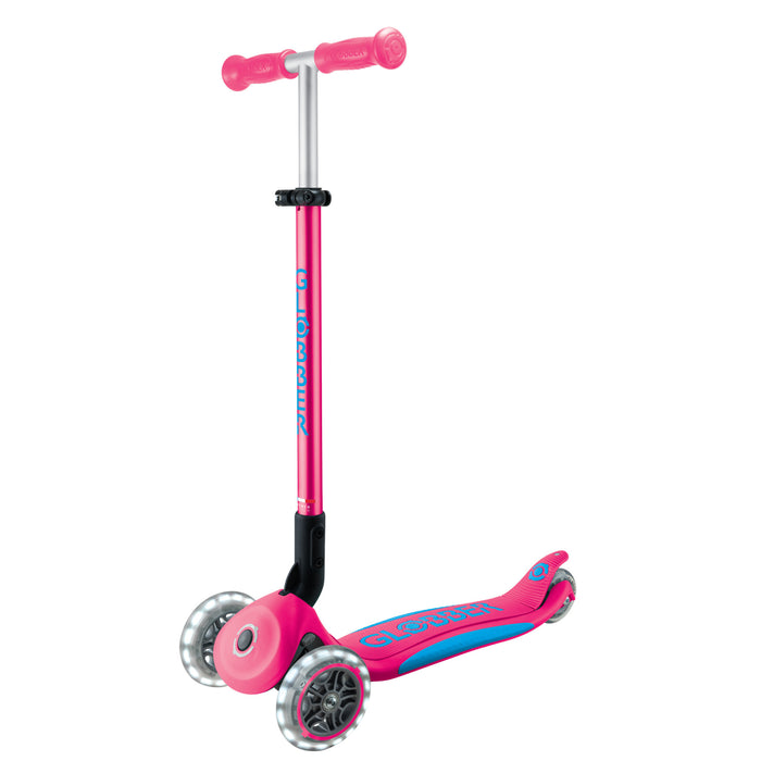 Globber - Primo Foldable Scooter Plus Lights - Fuchsia/Sky Blue