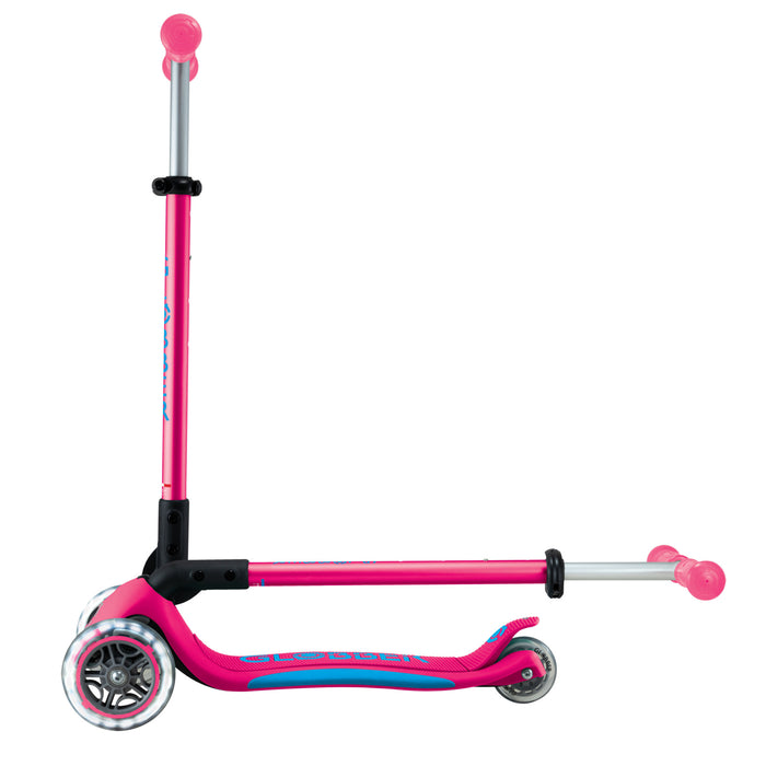 Globber - Primo Foldable Scooter Plus Lights - Fuchsia/Sky Blue