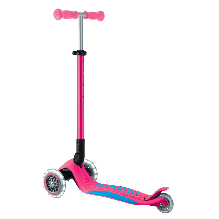 Globber - Primo Foldable Scooter Plus Lights - Fuchsia/Sky Blue