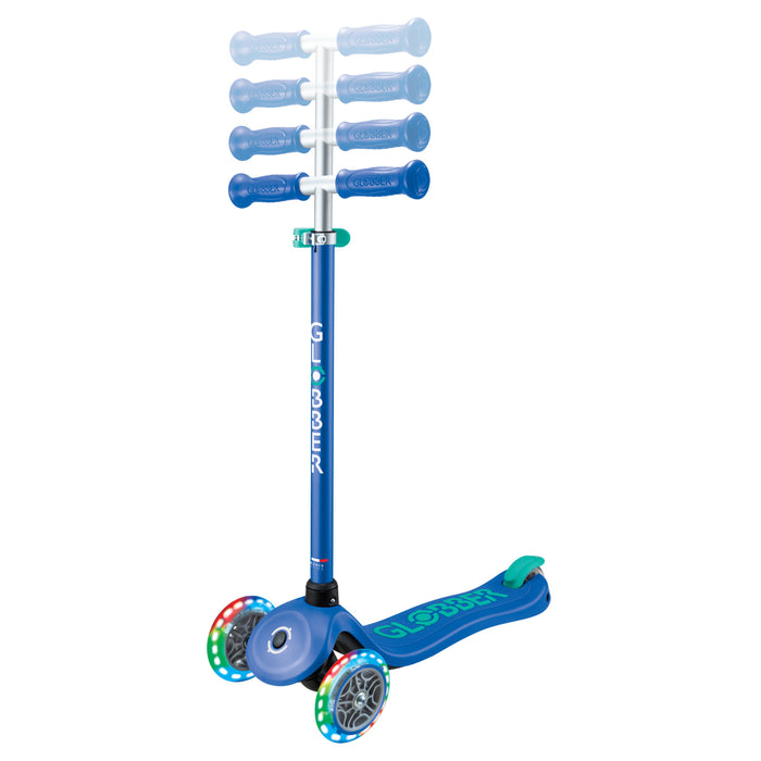 Globber Primo Plus Lights Scooter - Navy Blue/Emerald Green