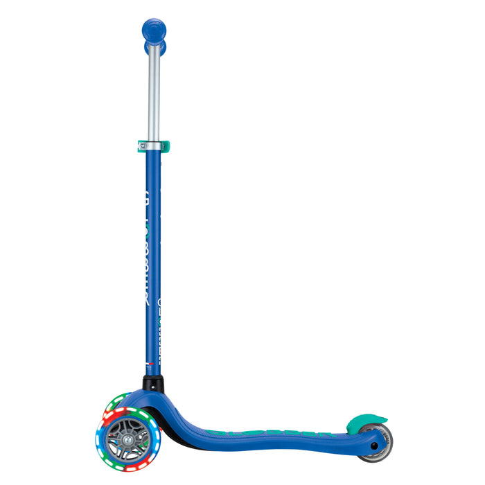 Globber Primo Plus Lights Scooter - Navy Blue/Emerald Green