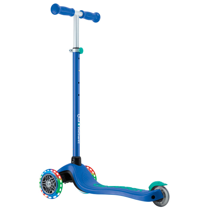 Globber Primo Plus Lights Scooter - Navy Blue/Emerald Green