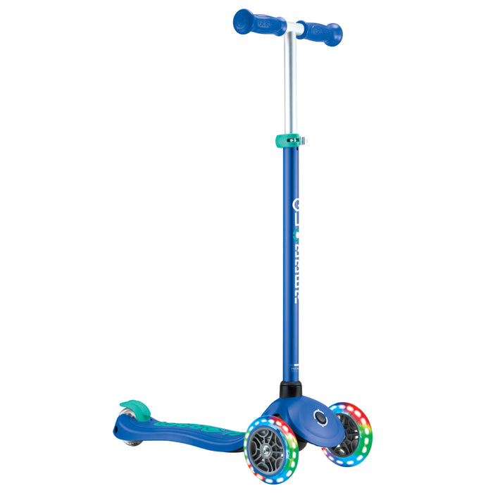 Globber Primo Plus Lights Scooter - Navy Blue/Emerald Green