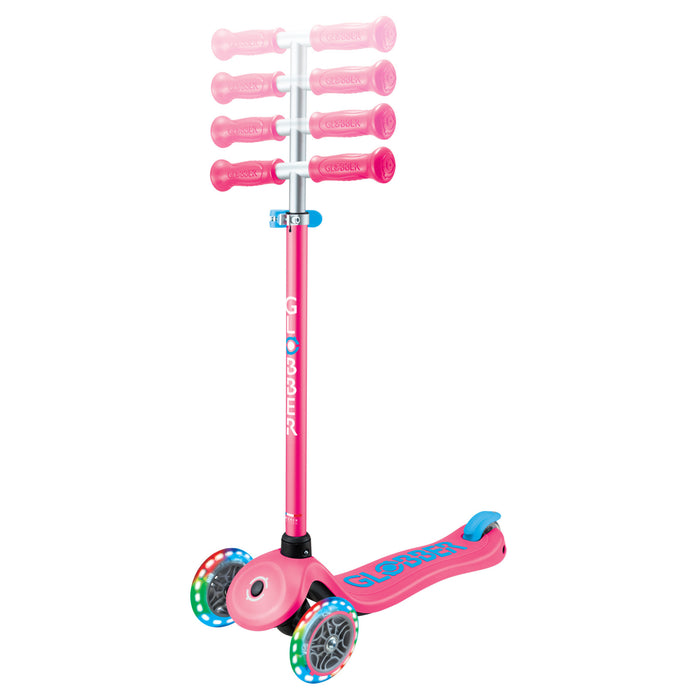 Globber Primo Plus Lights Scooter - Fuchsia/Sky Blue