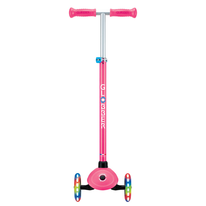 Globber Primo Plus Lights Scooter - Fuchsia/Sky Blue