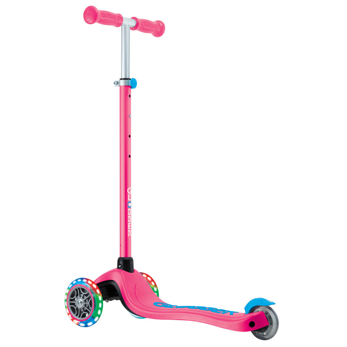 Globber Primo Plus Lights Scooter - Fuchsia/Sky Blue