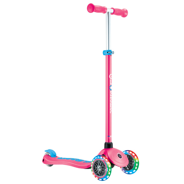 Globber Primo Plus Lights Scooter - Fuchsia/Sky Blue