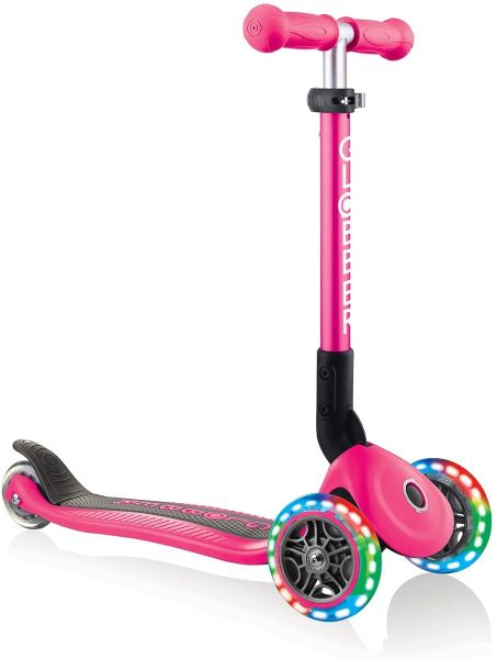 Globber - Junior Foldable Lights Scooter - Neon Pink