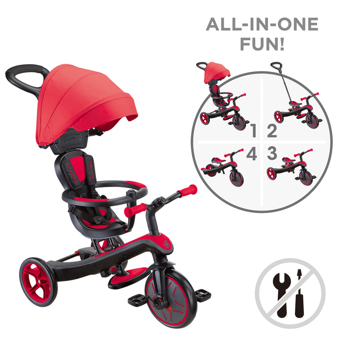 Globber Explorer Trike Tricycle (4 in 1) - Red