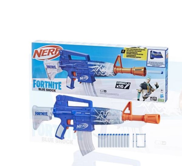 Hasbro Nerf Fortnite Blue Shock Motorized Dart Blaster