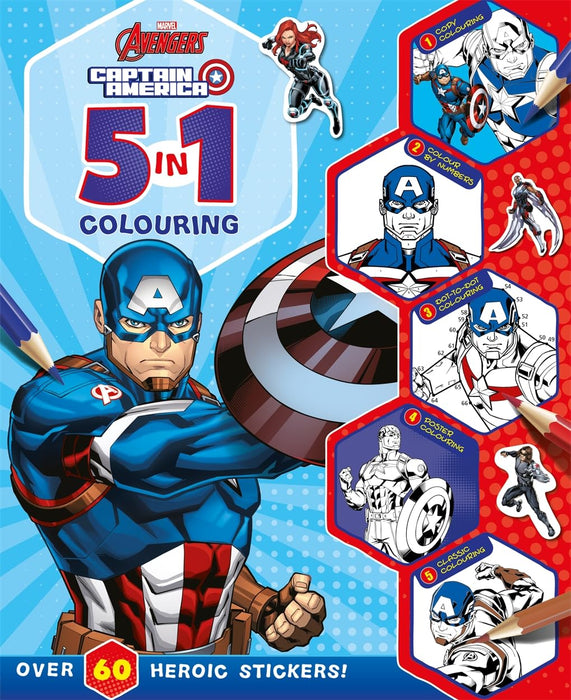 Captain America 5 in 1 Colouring Book