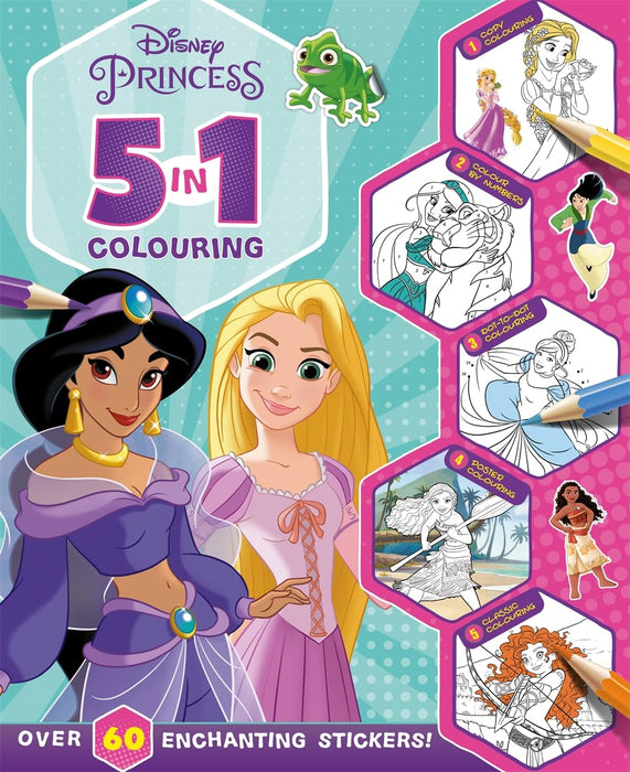 Disney Princess 5 in 1 Colouring Book
