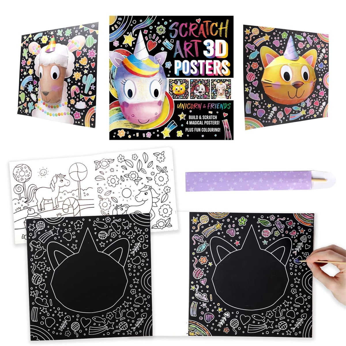 Scratch Art 3D Posters: Unicom & Friends — Book Mart W.L.L