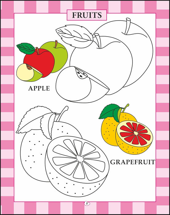 Fruits and Vegetables Colouring Book