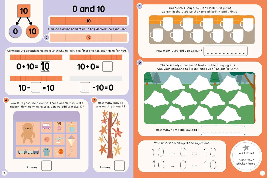 Bright Bee Number Bonds Activity Book Bag (Activity book, matching card game, number bond sticks and more!)
