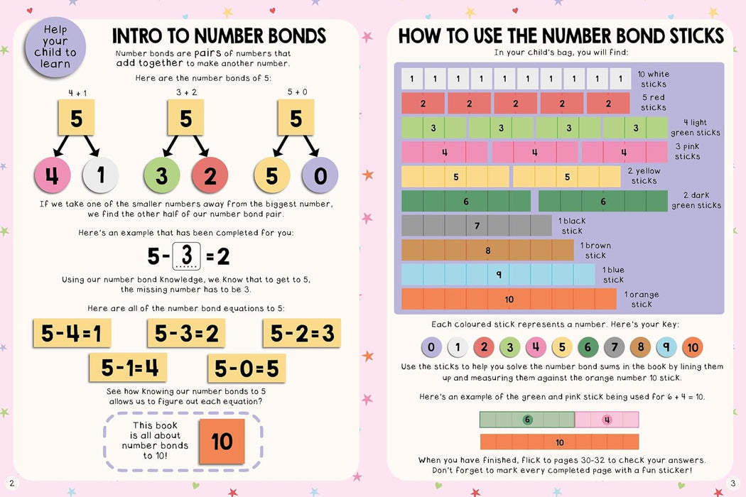 Bright Bee Number Bonds Activity Book Bag (Activity book, matching card game, number bond sticks and more!)