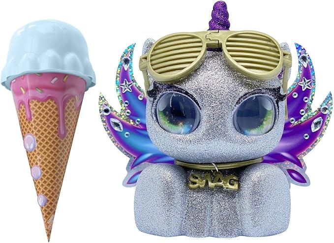 Unbranded Unicones Surprise Unicorn in an Ice Cream Cone with Accessories Doll Figure