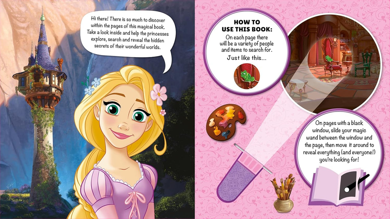 Disney Princess: Secret Reveals: A searchlight book with hidden items to search and find on every page!