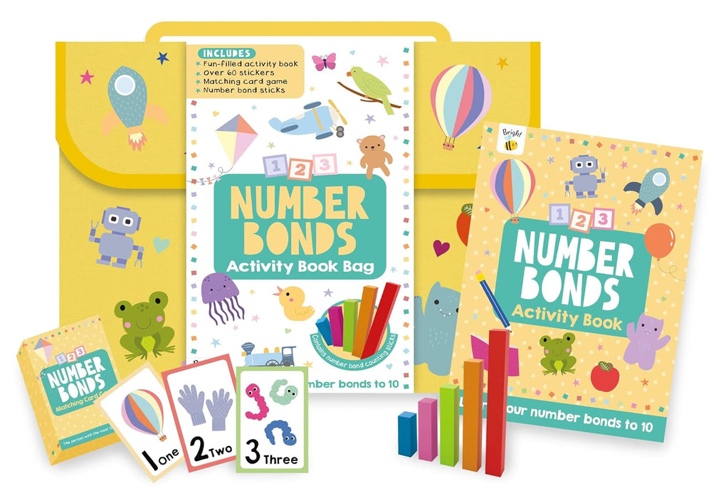 Bright Bee Number Bonds Activity Book Bag (Activity book, matching card game, number bond sticks and more!)