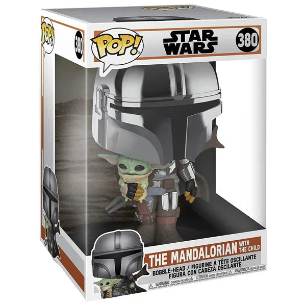 Pop Jumbo! Star Wars: Mandalorian - Mandalorian w/ The Child Chrome 10 inch