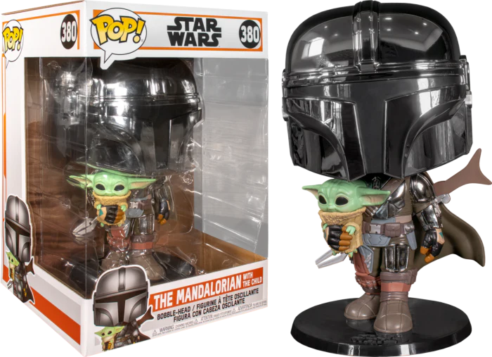Pop Jumbo! Star Wars: Mandalorian - Mandalorian w/ The Child Chrome 10 inch