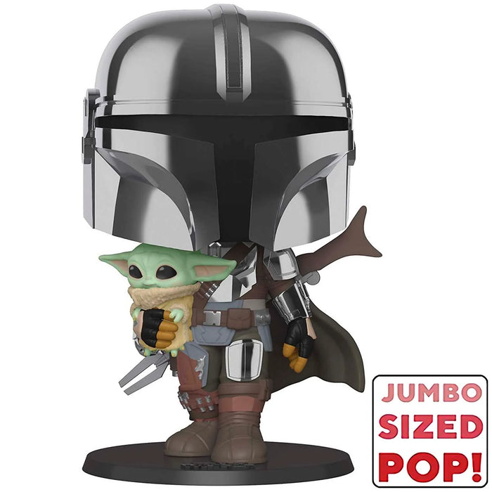 Pop Jumbo! Star Wars: Mandalorian - Mandalorian w/ The Child Chrome 10 inch