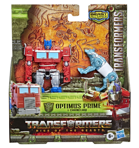 Transformers Rise of the Beasts Beast Weaponizer Action Figures - Optimus Prime & Cheinclaw