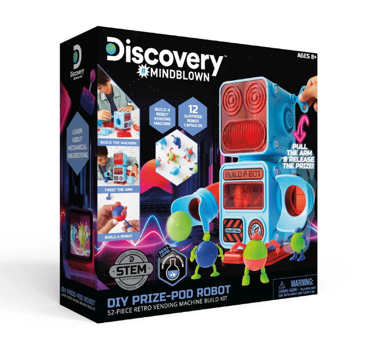 Discovery #Mindblown DIY Prize-Pod Robot 52-Piece Retro Vending Machine Build Kit