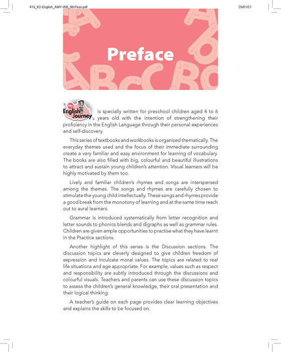 My English Journey Workbook KG 2