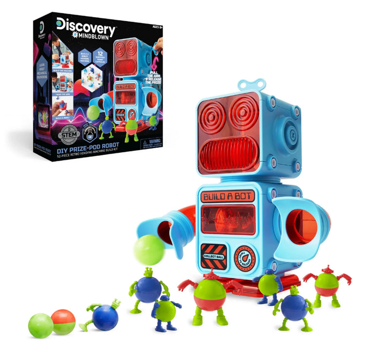 Discovery #Mindblown DIY Prize-Pod Robot 52-Piece Retro Vending Machine Build Kit
