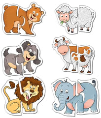Frank Puzzle: Animals (A Set of 6 Two-Piece Puzzle)