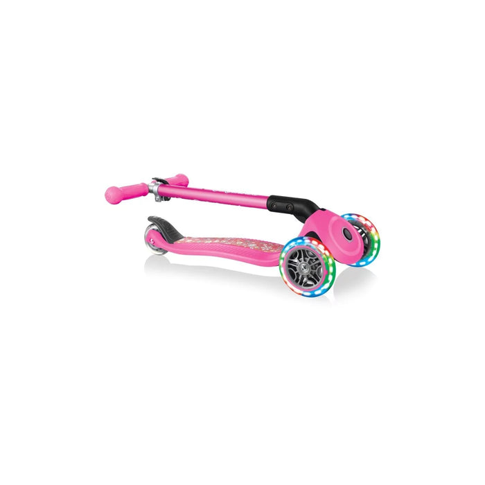 Globber - Primo Foldable Scooter Fantasy Lights - Neon Pink/Flowers