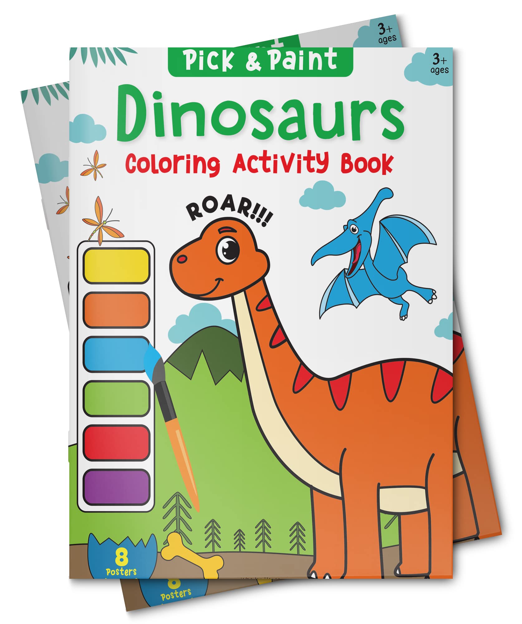 Dinosaurs: Pick & Paint Coloring Activity Book For Kids