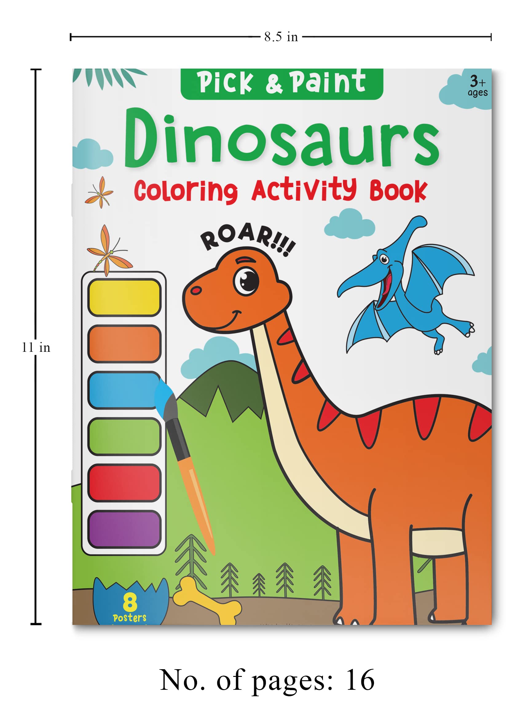 Dinosaurs: Pick & Paint Coloring Activity Book For Kids