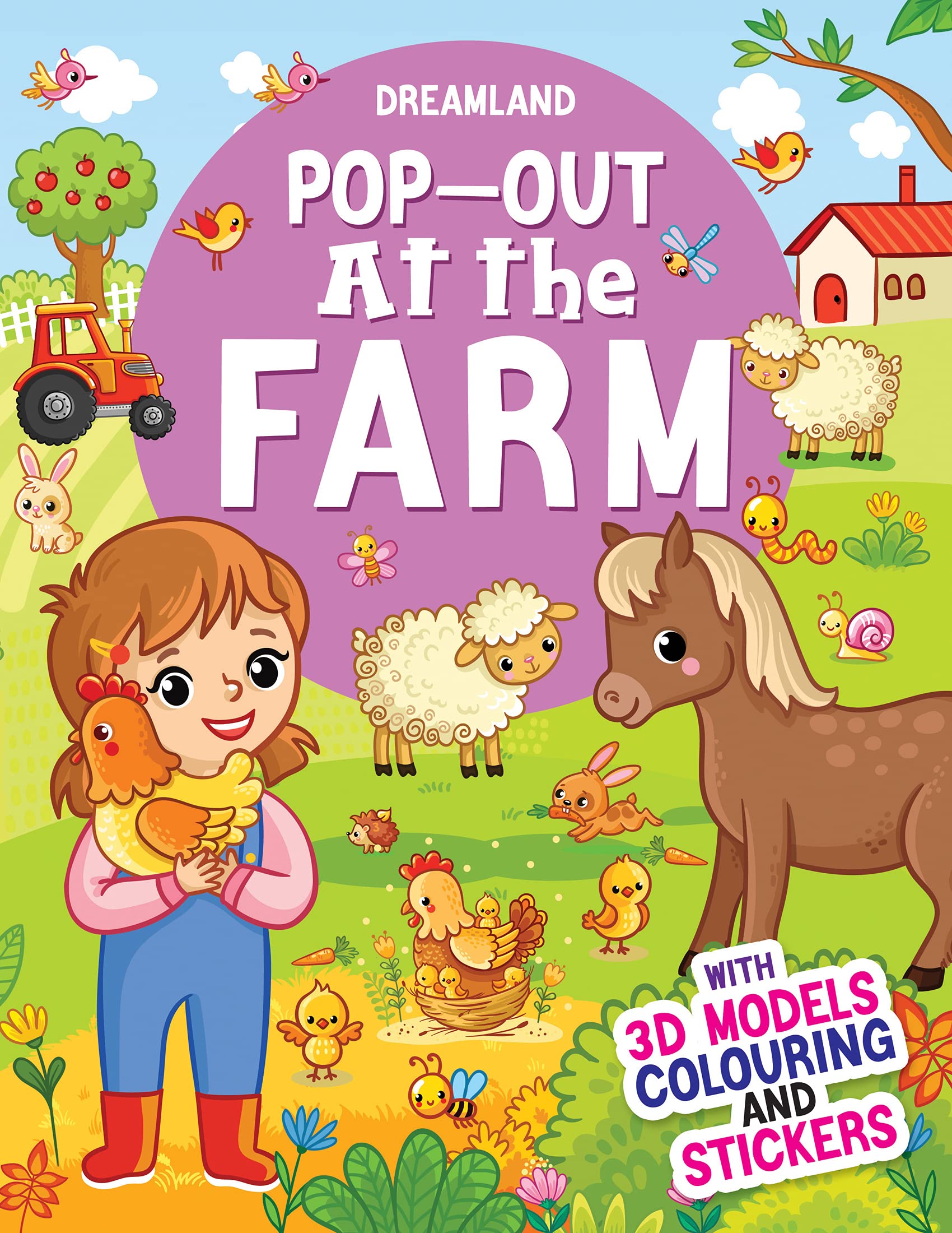 At the Farm - Pop-Out Book with 3D Models Colouring and Stickers