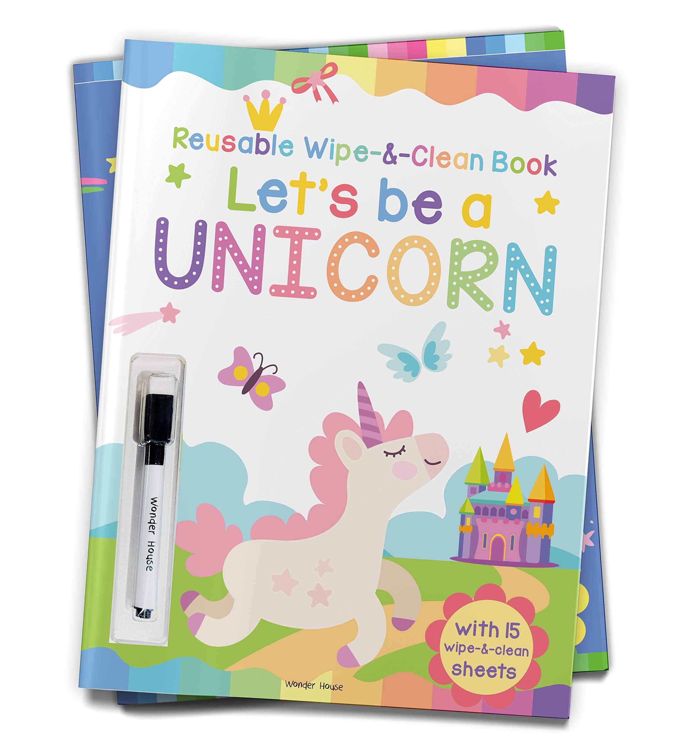 Let's be a Unicorn - Reusable Wipe And Clean Activity Book