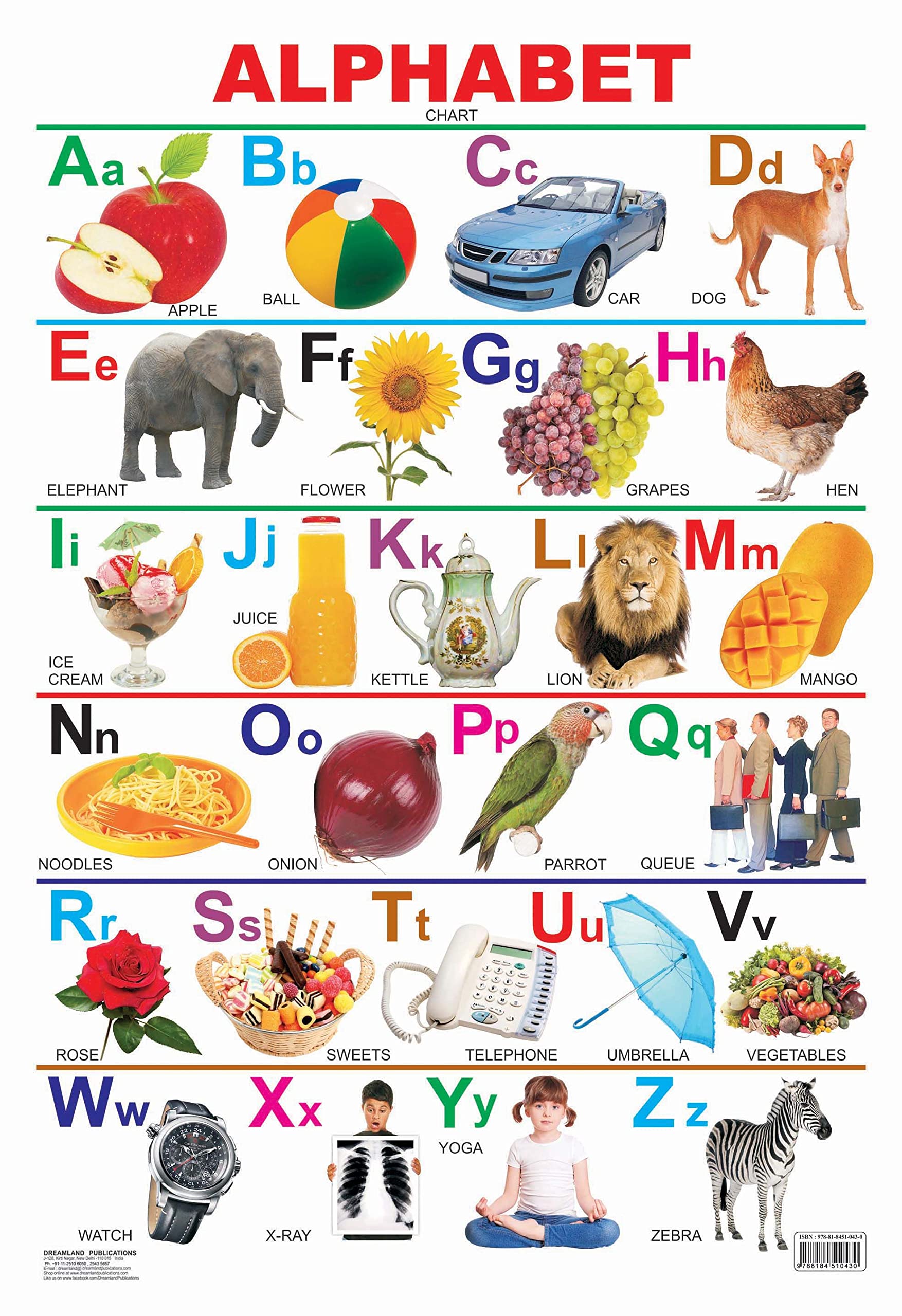 Alphabet Educational Wall Chart for Kids - Both Side Hard Laminated (S ...