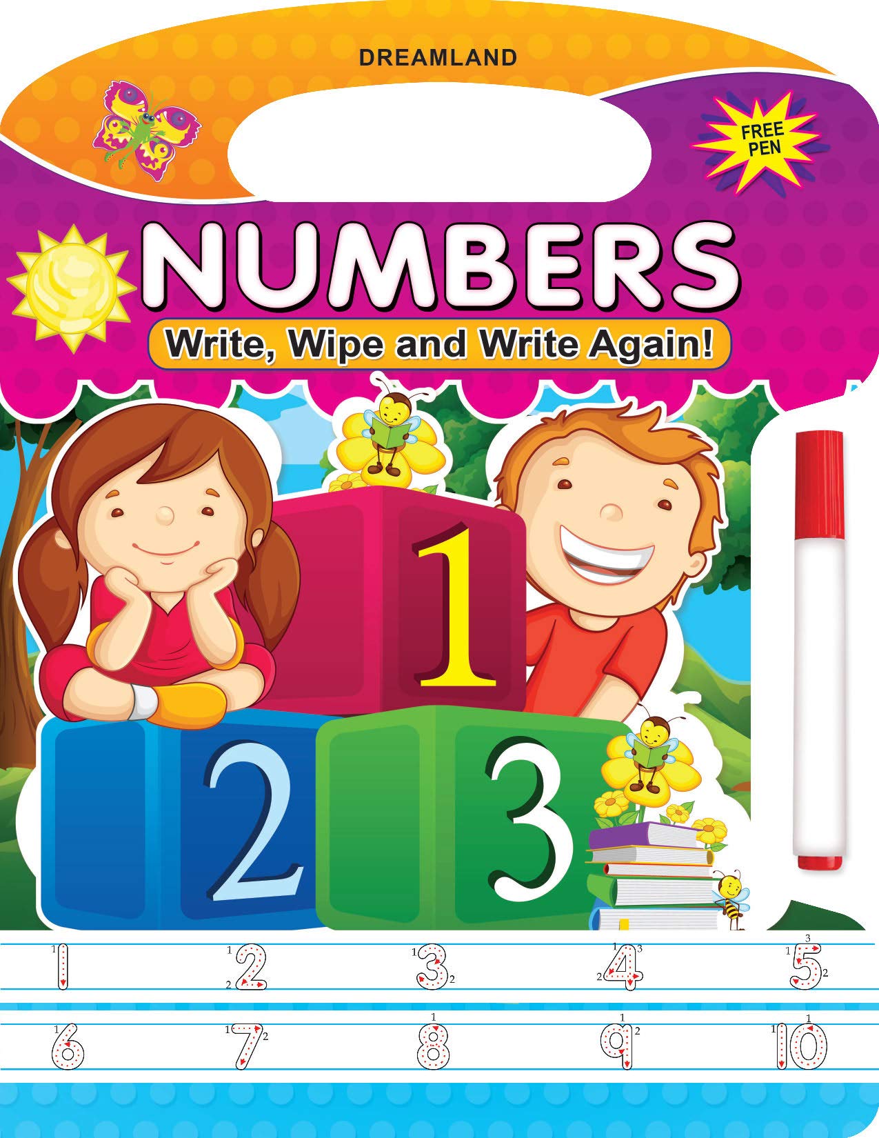 Numbers Write and Wipe Book for Age 2+ - With Free Pen