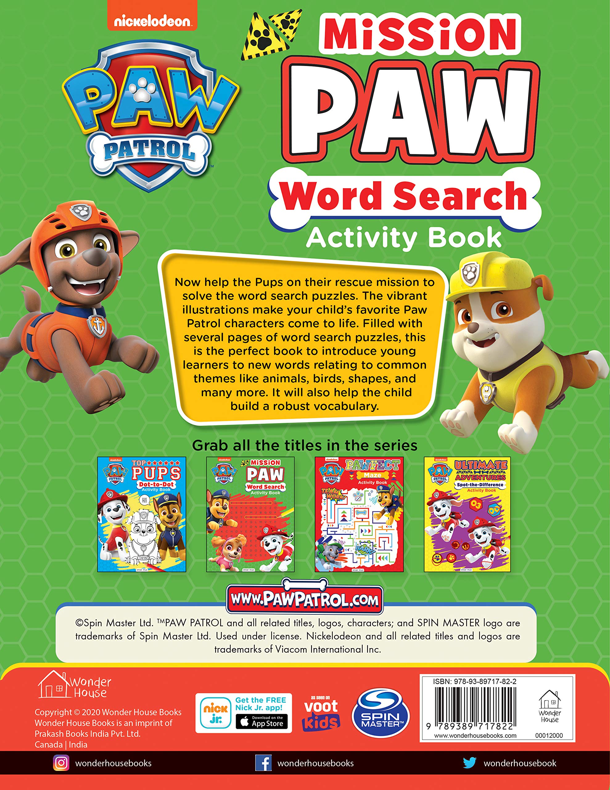 Paw Patrol Mission Paw Word Search Activity Book