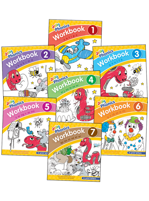 Jolly Phonics Workbooks 1–7 (in print letters)