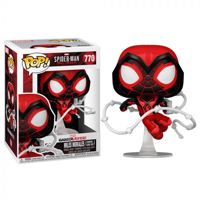 FUNKO MARVEL'S SPIDER-MAN: MILES MORALES - MILES MORALES في بدلة قرمزية ذات قلنسوة من الفينيل